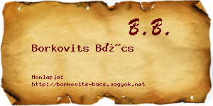Borkovits Bács névjegykártya